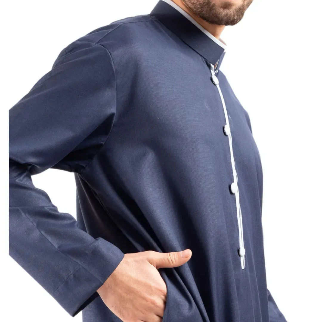 112 - Men's Stand Collar Thobe Islamic Clothing