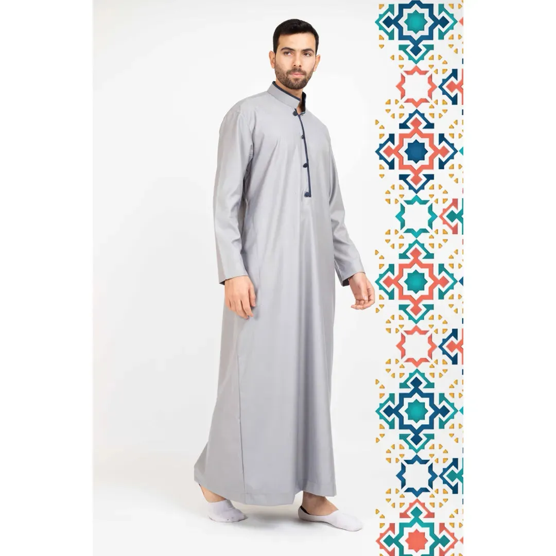 112 - Men's Stand Collar Thobe Islamic Clothing