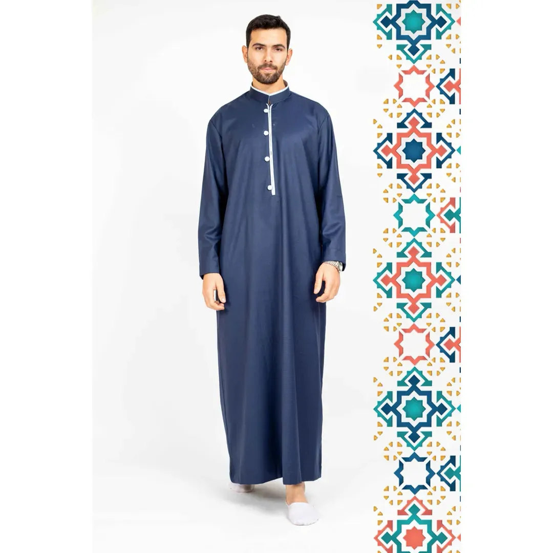 112 - Men's Stand Collar Thobe Islamic Clothing