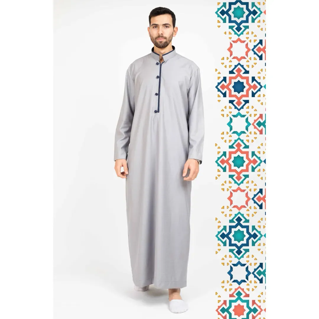 112 - Men's Stand Collar Thobe Islamic Clothing