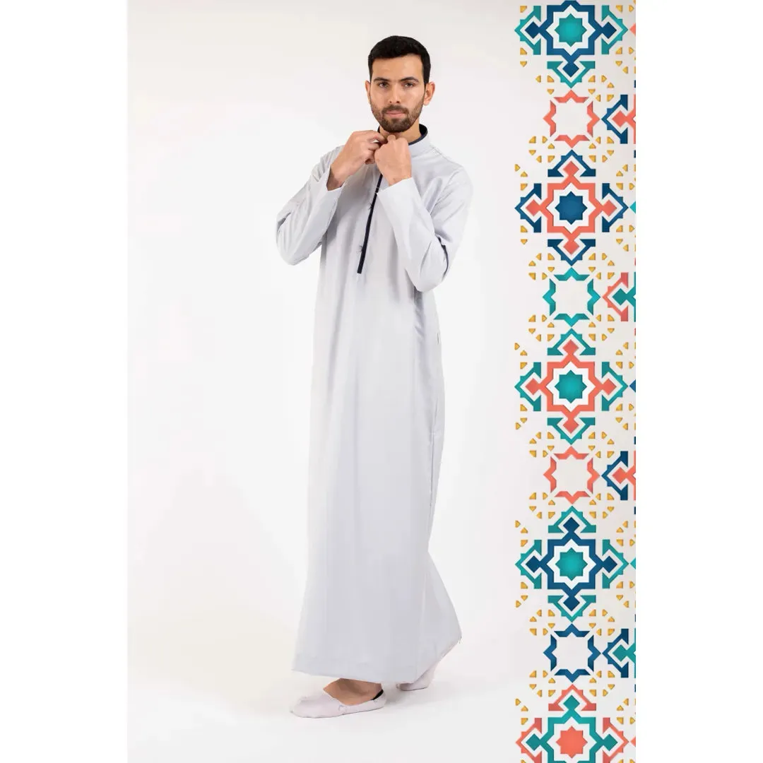 112 - Men's Stand Collar Thobe Islamic Clothing