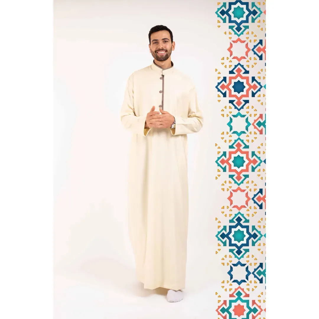 112 - Men's Stand Collar Thobe Islamic Clothing