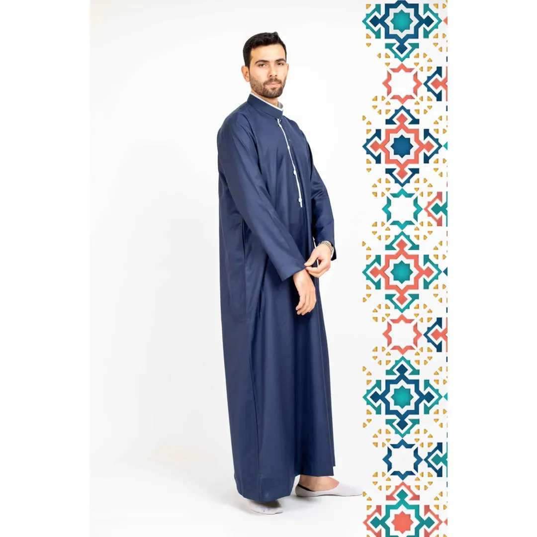 112 - Men's Stand Collar Thobe Islamic Clothing