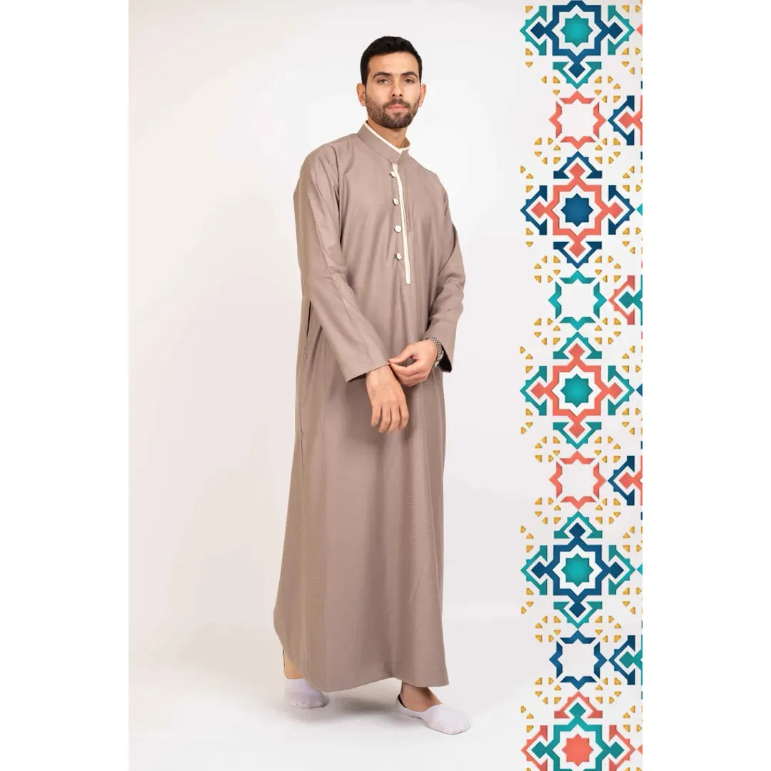 112 - Men's Stand Collar Thobe Islamic Clothing