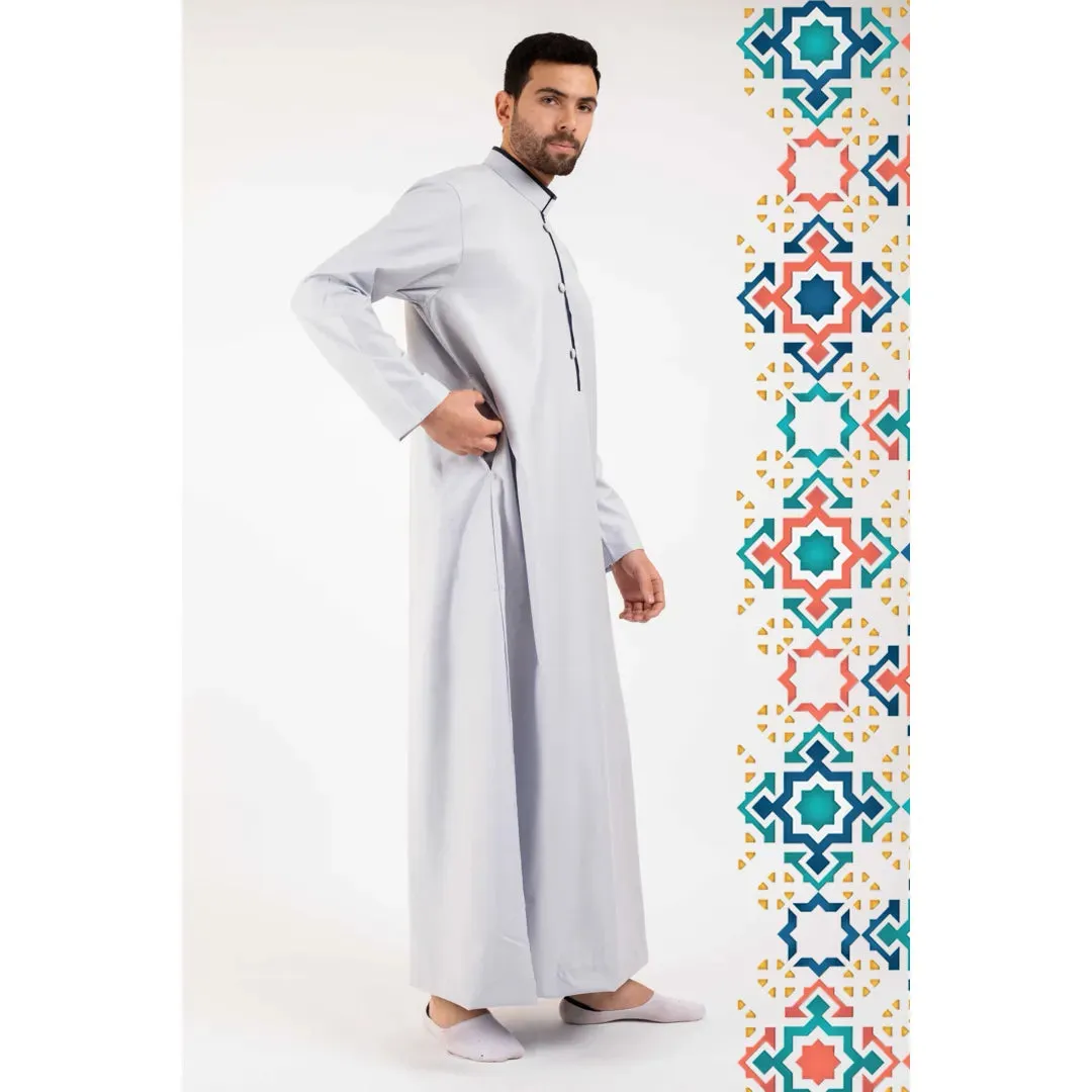 112 - Men's Stand Collar Thobe Islamic Clothing