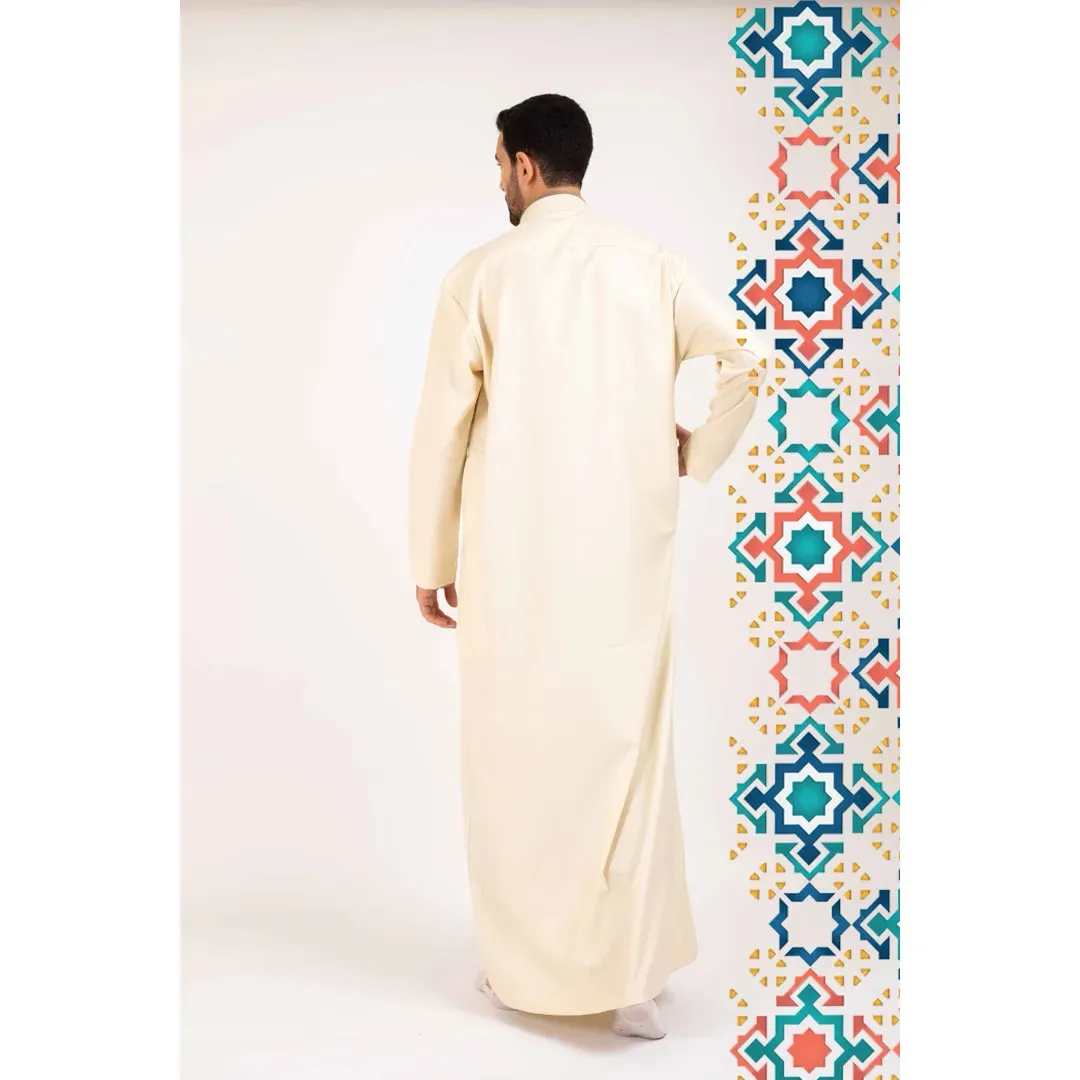 112 - Men's Stand Collar Thobe Islamic Clothing