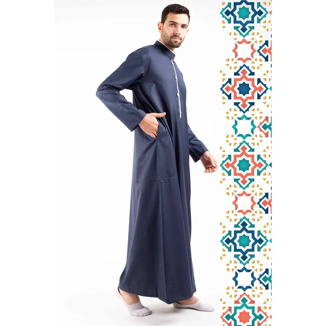 112 - Men's Stand Collar Thobe Islamic Clothing