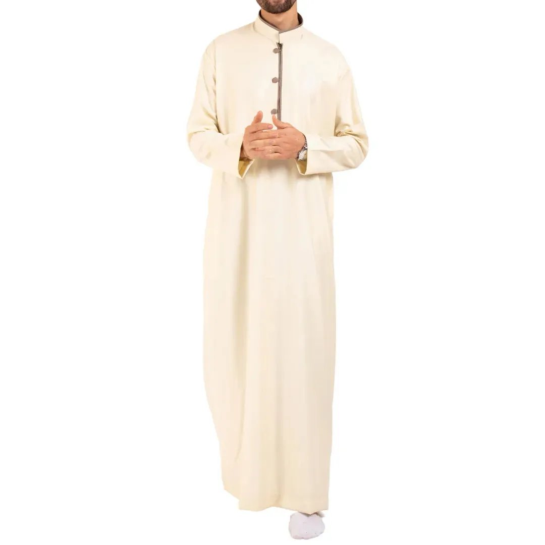 112 - Men's Stand Collar Thobe Islamic Clothing