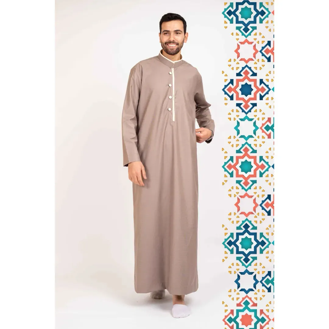 112 - Men's Stand Collar Thobe Islamic Clothing