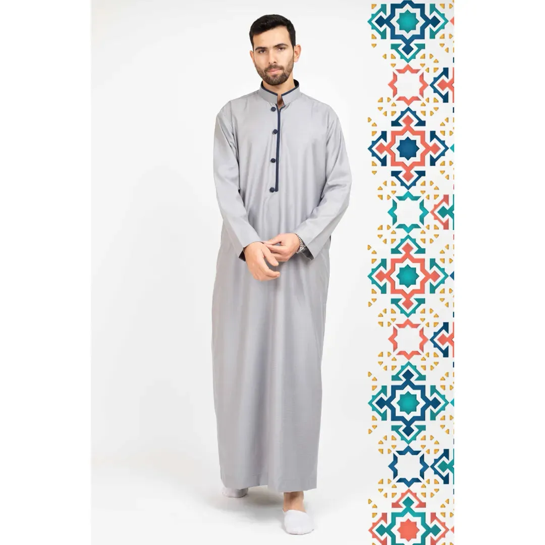 112 - Men's Stand Collar Thobe Islamic Clothing