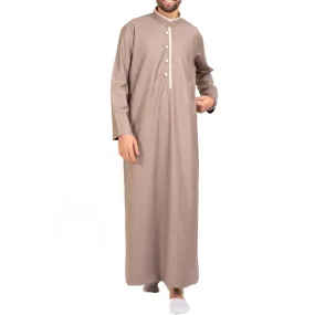 112 - Men's Stand Collar Thobe Islamic Clothing