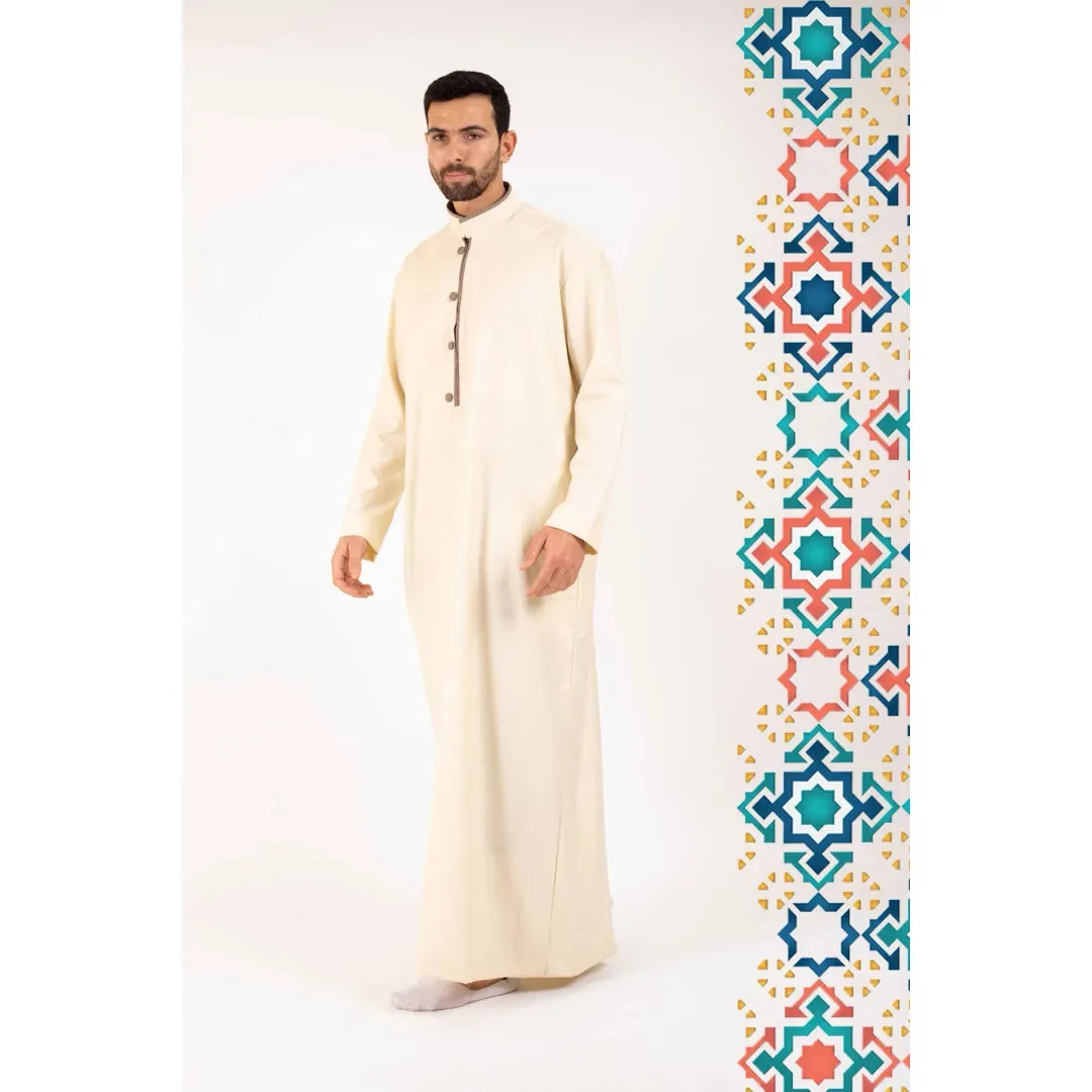 112 - Men's Stand Collar Thobe Islamic Clothing