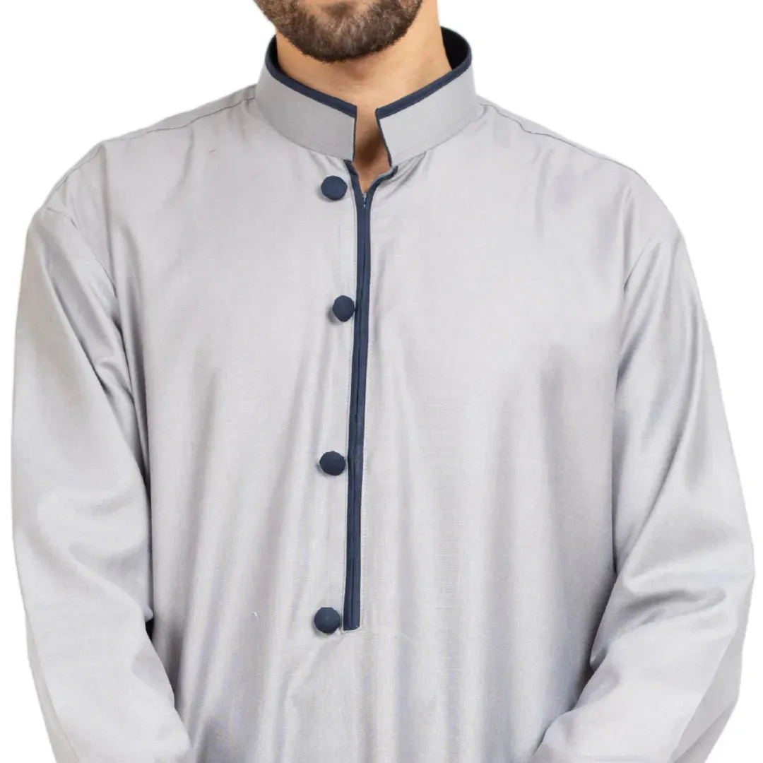 112 - Men's Stand Collar Thobe Islamic Clothing