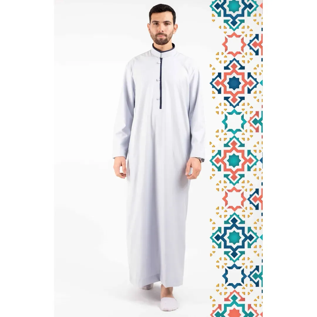 112 - Men's Stand Collar Thobe Islamic Clothing