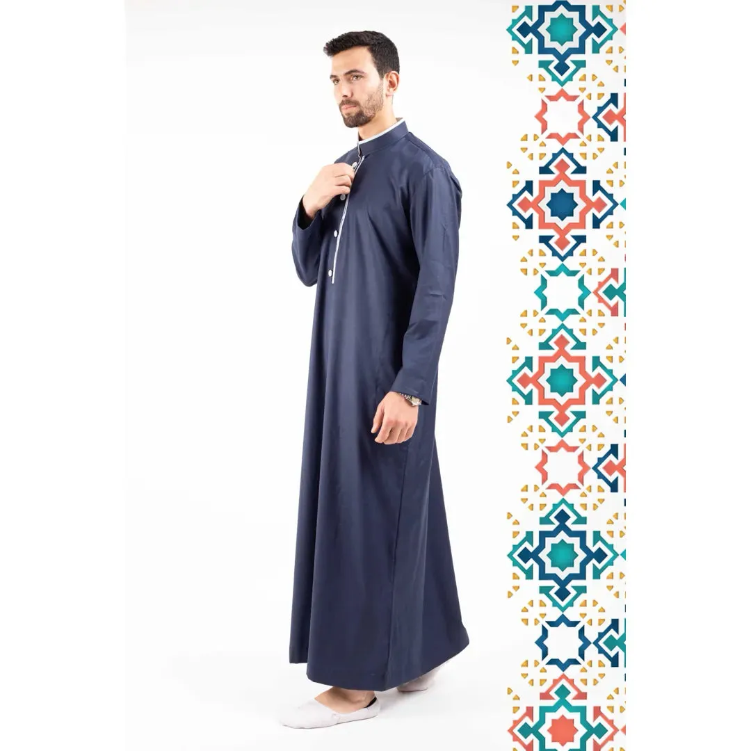 112 - Men's Stand Collar Thobe Islamic Clothing