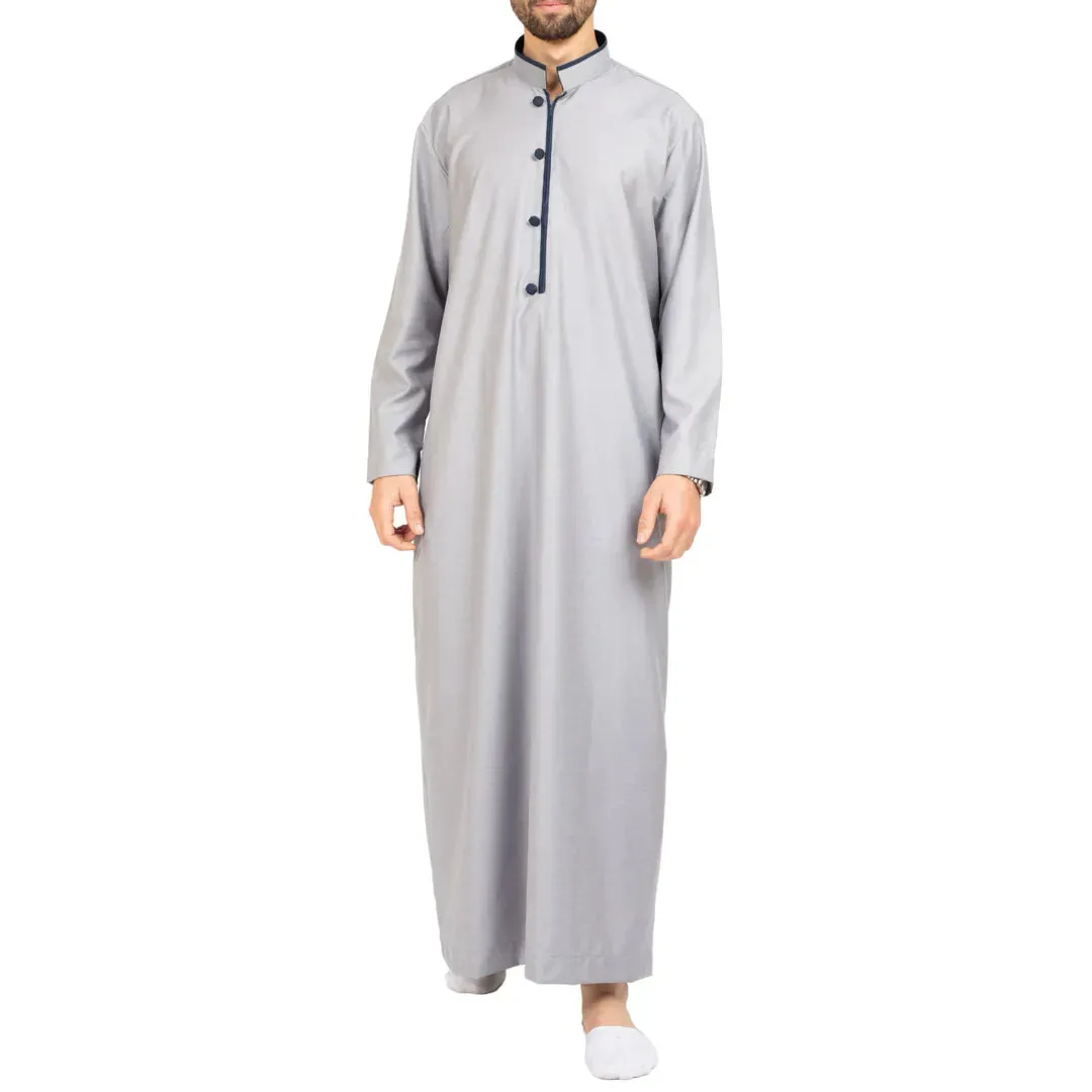 112 - Men's Stand Collar Thobe Islamic Clothing