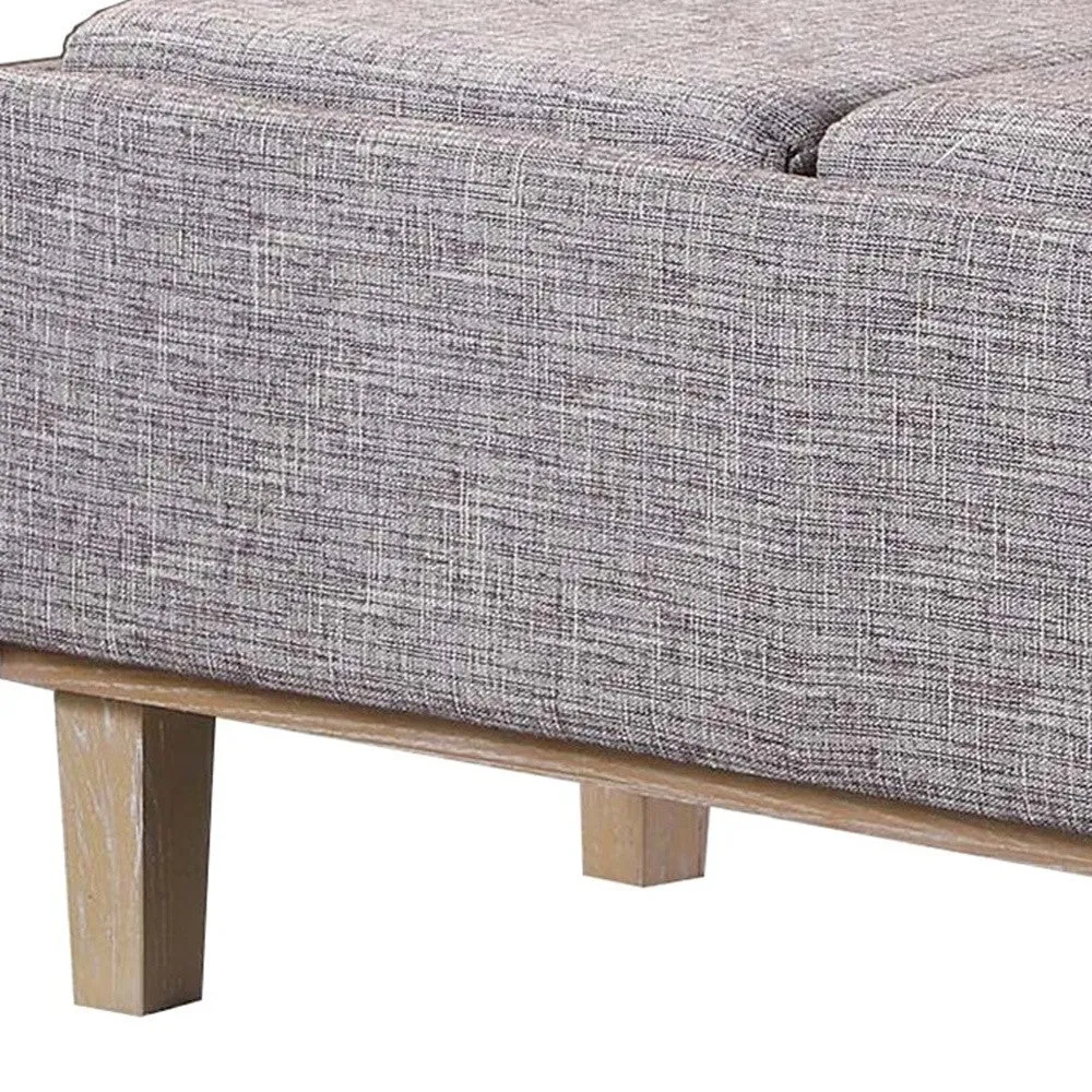 17" Wood Brown And Gray Upholstered 100% Polyester Entryway Bench With Flip Top By Homeroots