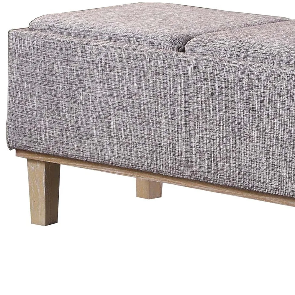 17" Wood Brown And Gray Upholstered 100% Polyester Entryway Bench With Flip Top By Homeroots