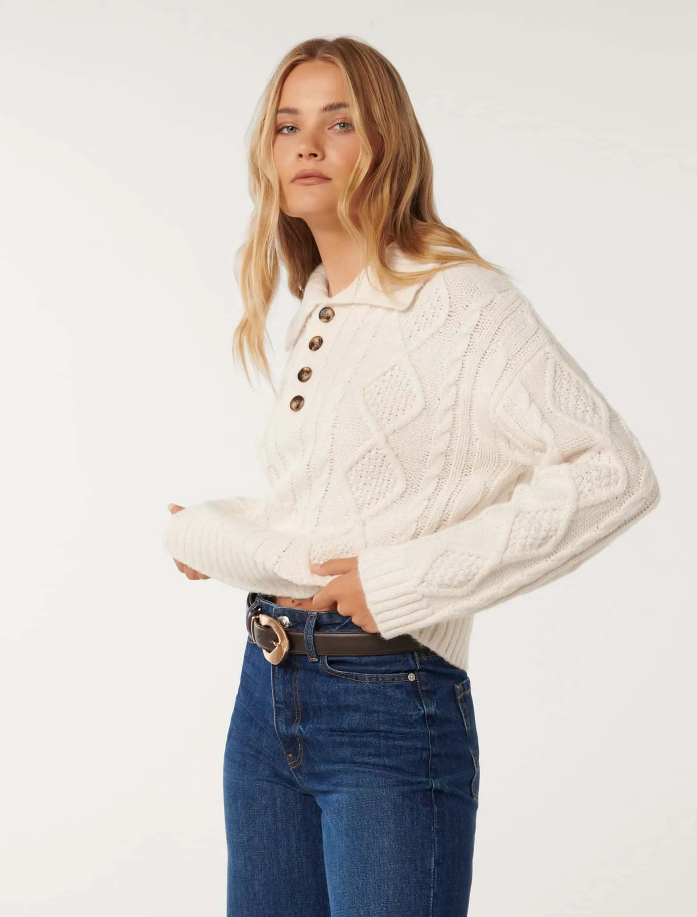 Adelaide Cabled Collar Knit Jumper