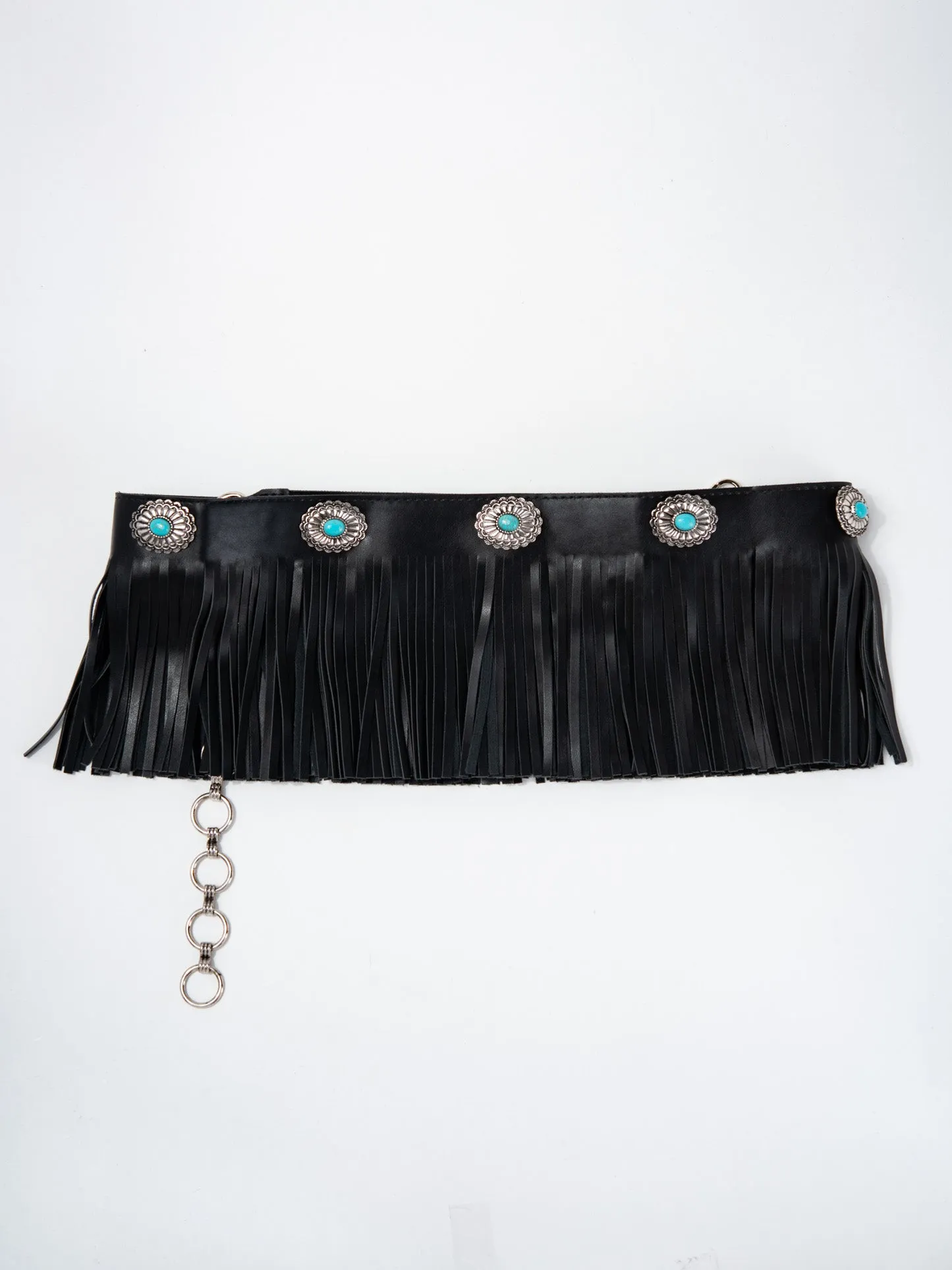 Analise Western Turquoise Concho Suede Tassel Belt