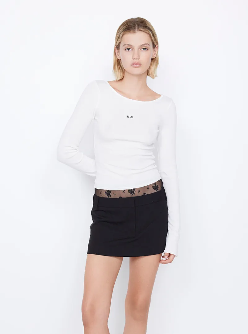 B B Long Sleeve Top in Ivory