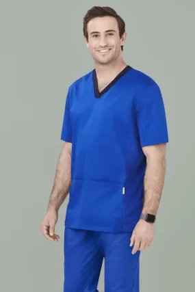 Biz Care Mens Riley V-Neck Contrast Scrub Top CST043MS