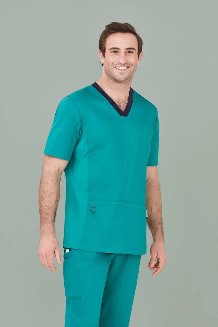 Biz Care Mens Riley V-Neck Contrast Scrub Top CST043MS