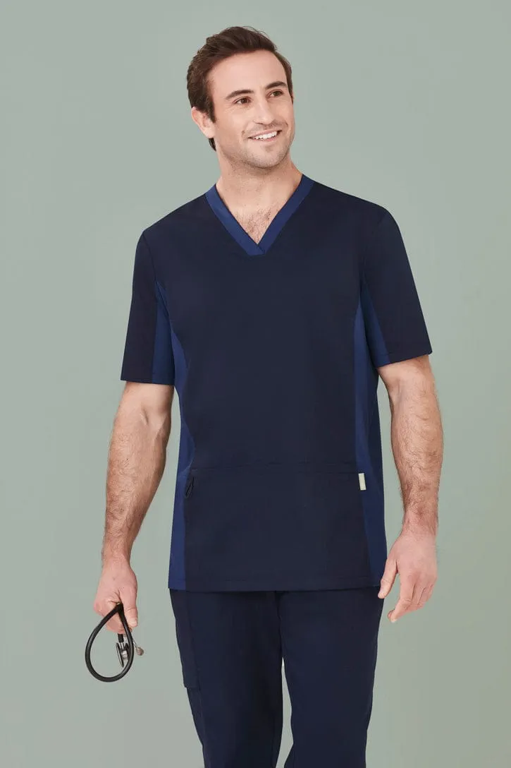 Biz Care Mens Riley V-Neck Contrast Scrub Top CST043MS