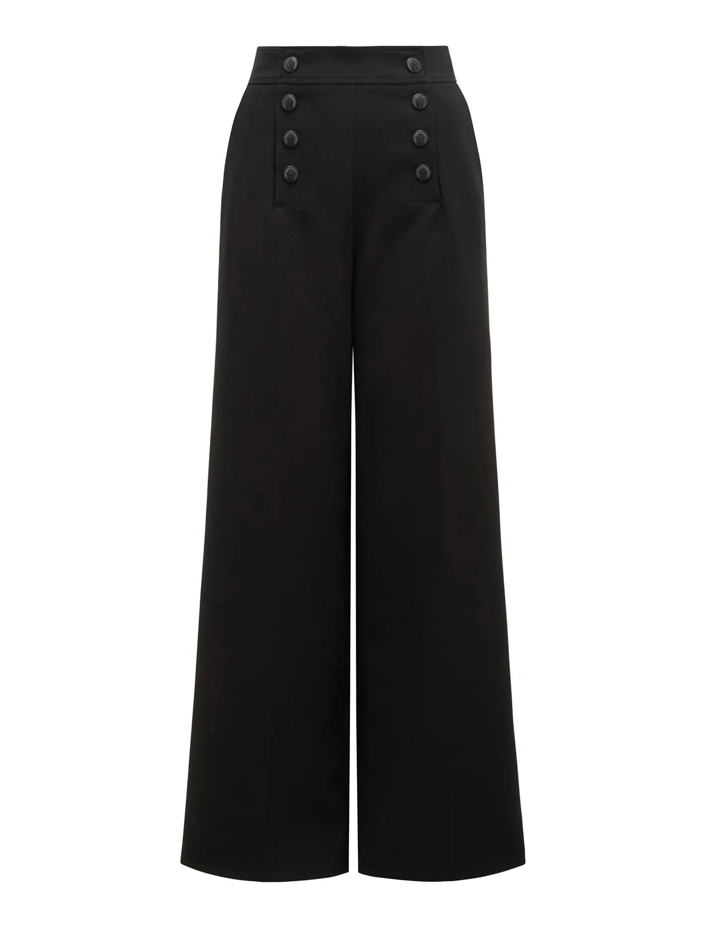 Brioney Button Detail Wide Leg Pants