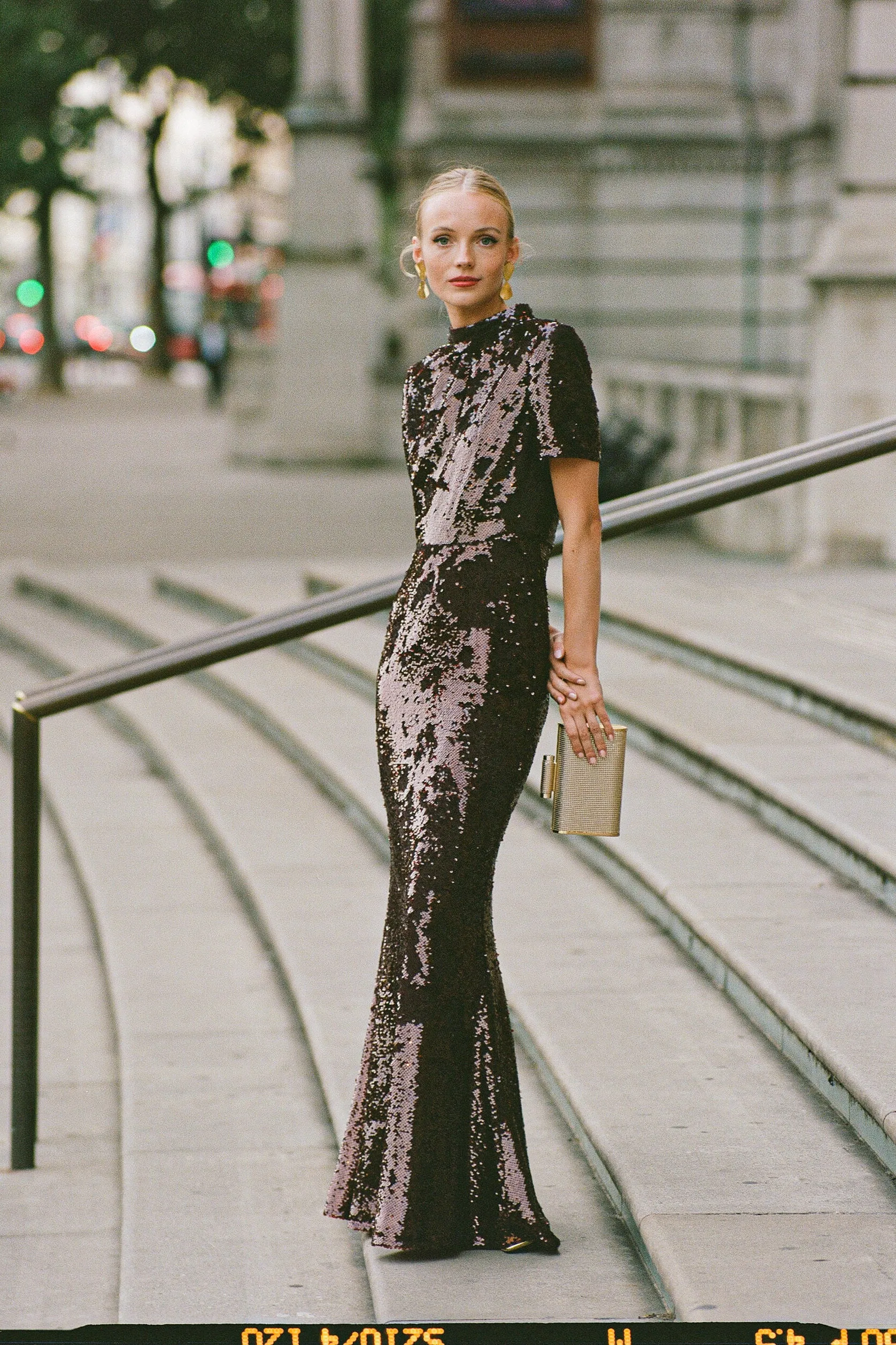 Brown Sequin Maxi Dress