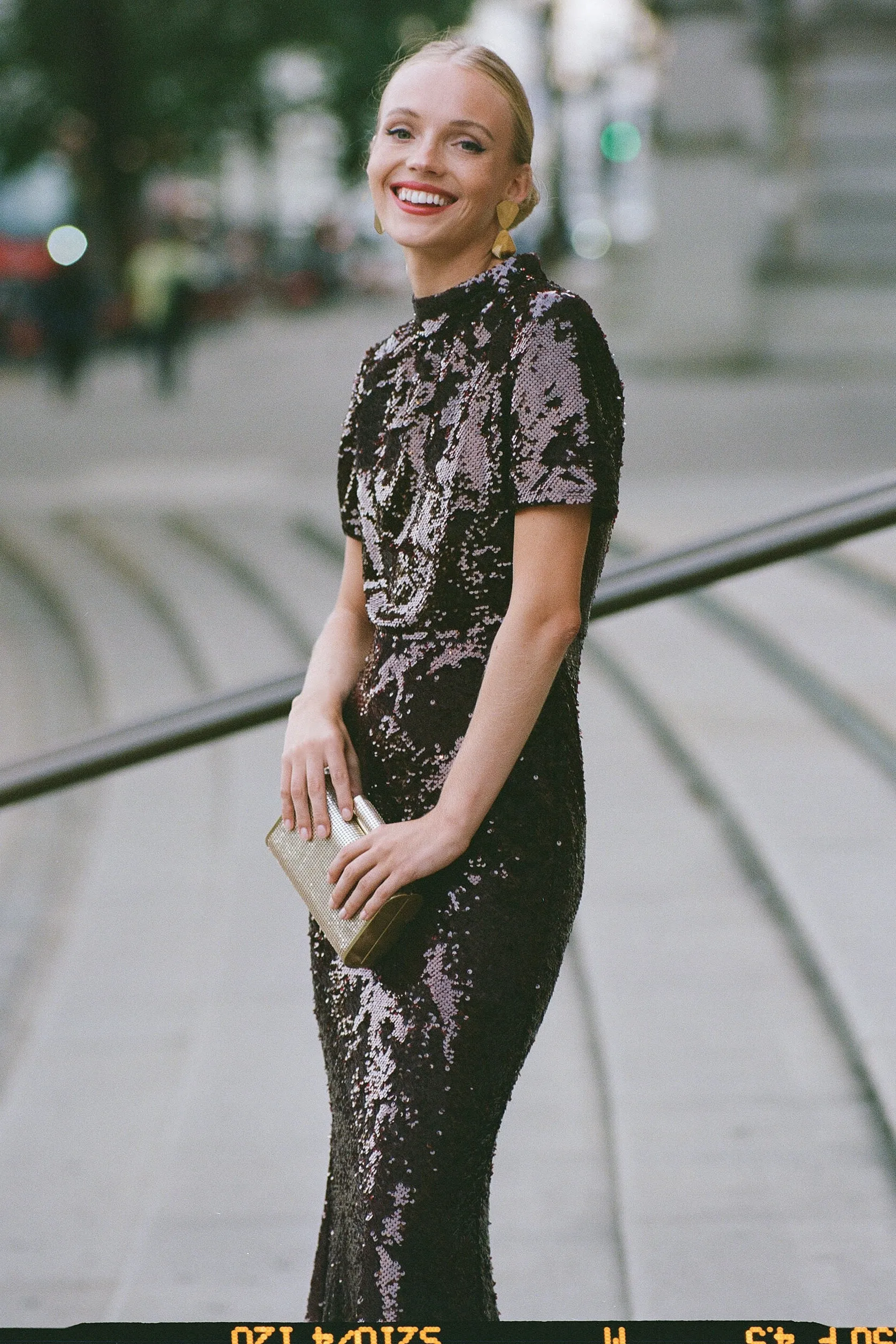 Brown Sequin Maxi Dress