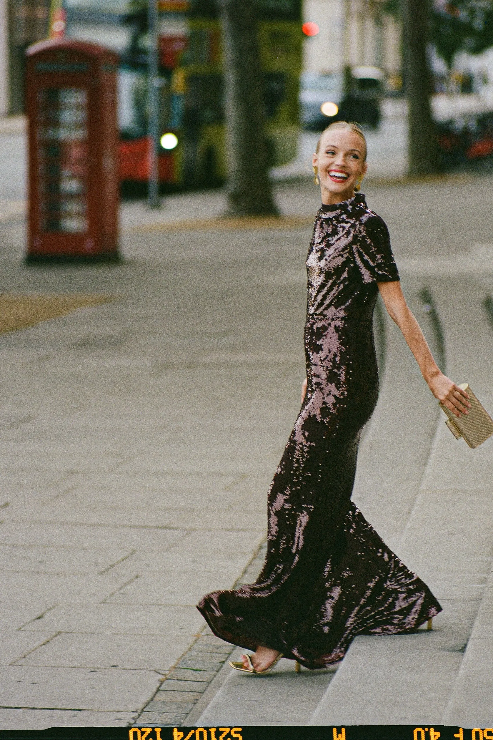 Brown Sequin Maxi Dress