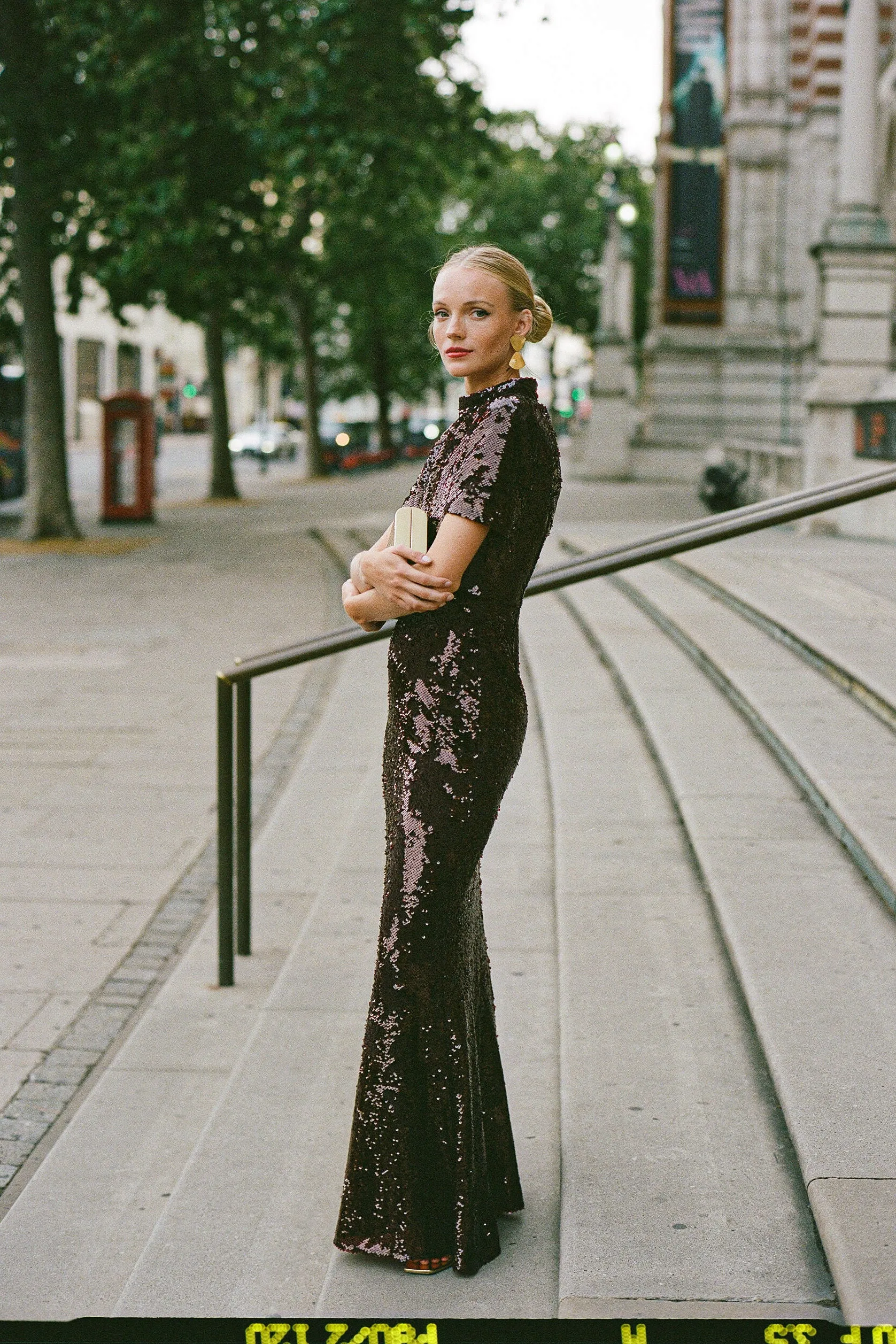 Brown Sequin Maxi Dress