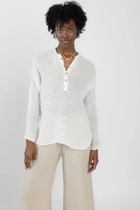 Camicia Serafina Garzata Linen Shirt in Latte