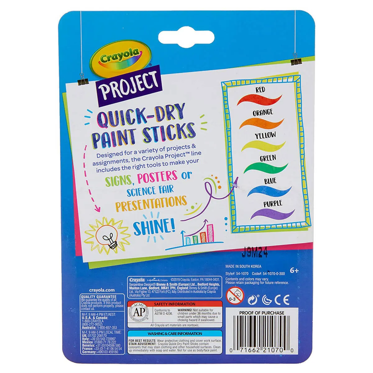 Crayola Project Quick-Dry Paint Sticks Pack of 6