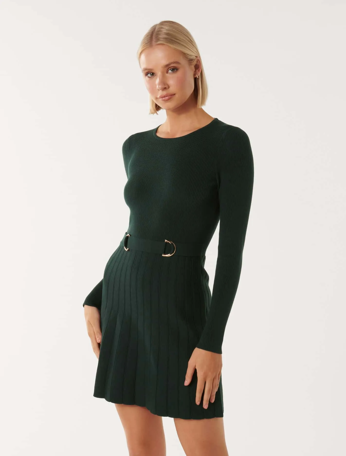 Faye D Ring Mini Knit Dress