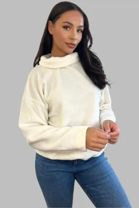 Fluffy Fleece Wide Neck Sweatshirt