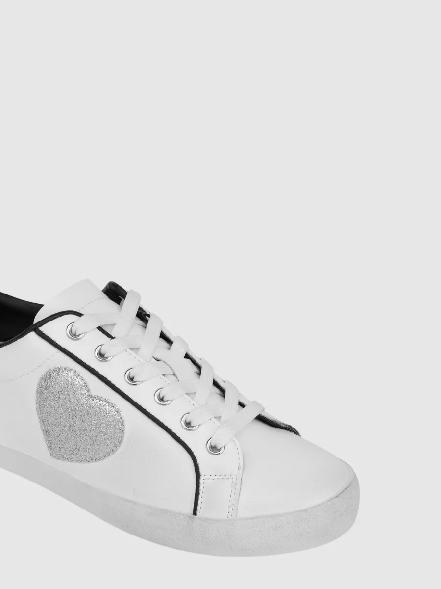 Free Love calfskin sneakers with glittery heart