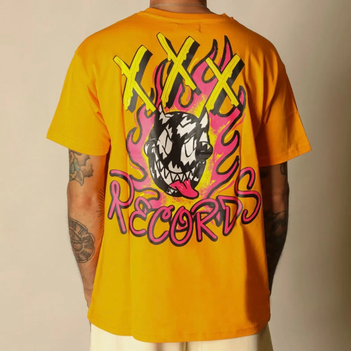 GFTD LA Records Orange Tee