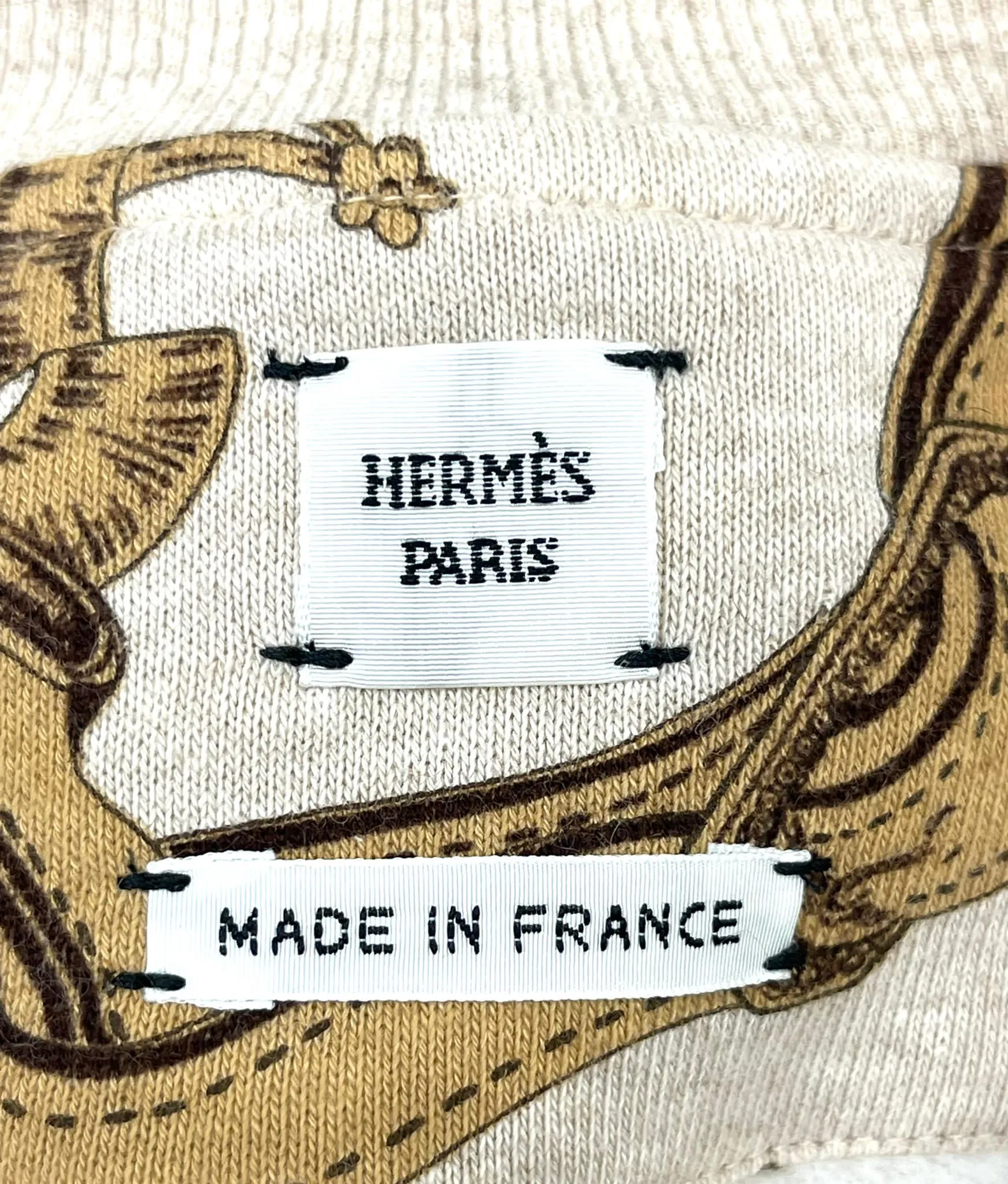 Hermes Bride De Cour Cotton & Camel Hair Sweater & Joggers. Size 42FR