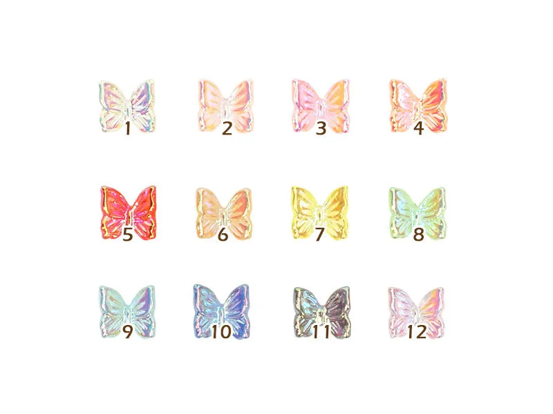 Iridescent Butterfly Nail Art Cabochons - 5 pcs