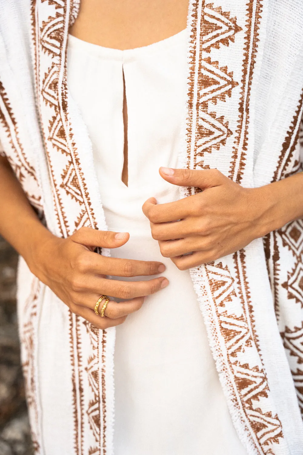 KERALA KAFTAN IN NATURAL WHITE