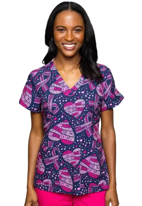 MC Prints V-Neck Print Top Cancer Awareness - Limited MC8564CCAW