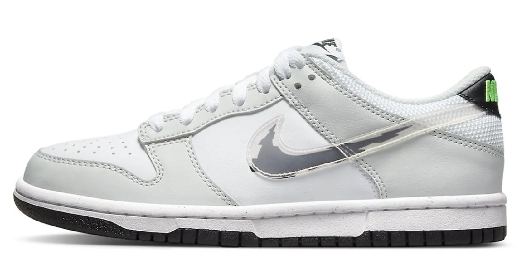 Nike Dunk Low Glitch Swoosh White Grey (GS) Women's