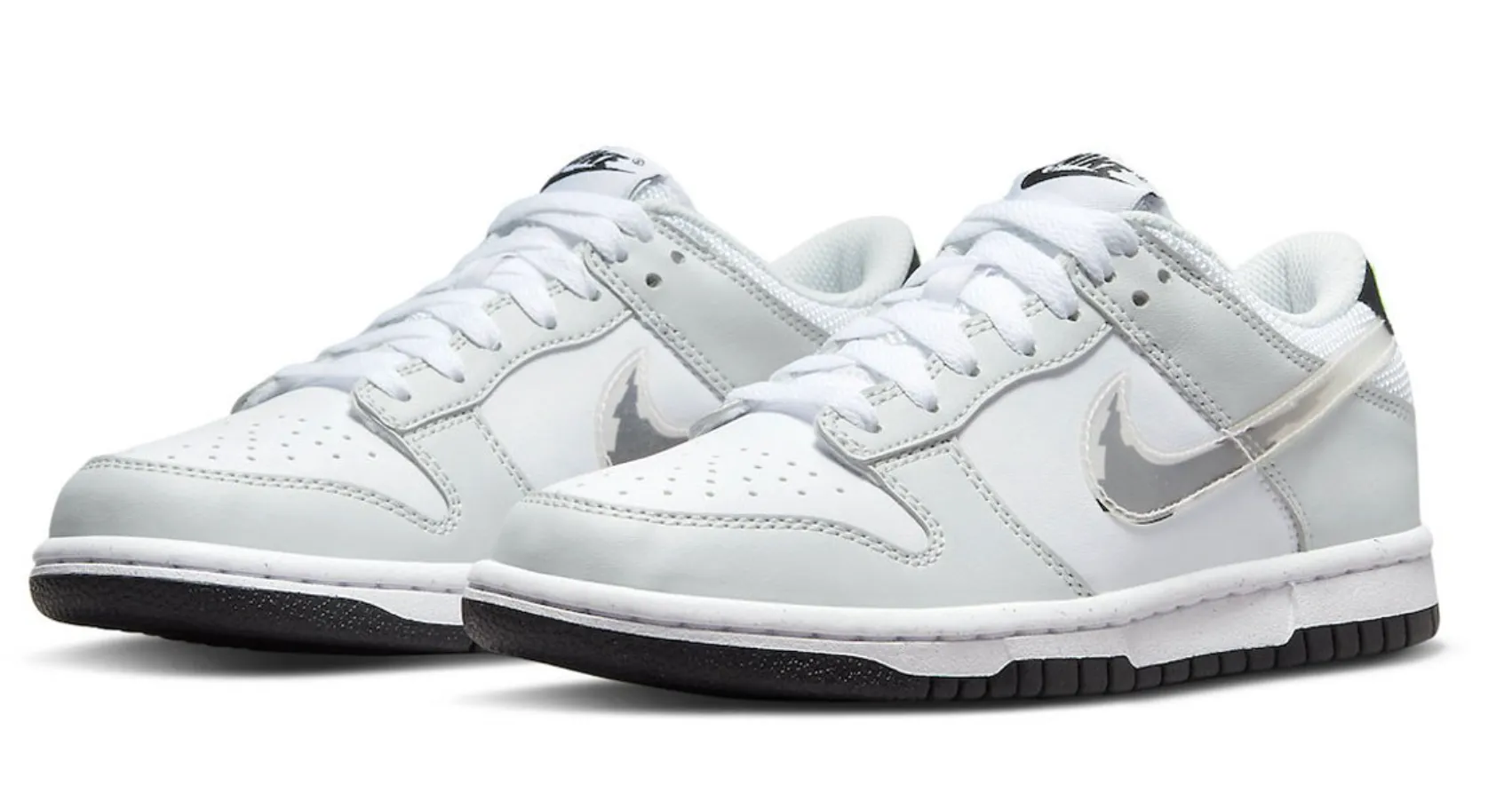 Nike Dunk Low Glitch Swoosh White Grey (GS) Women's