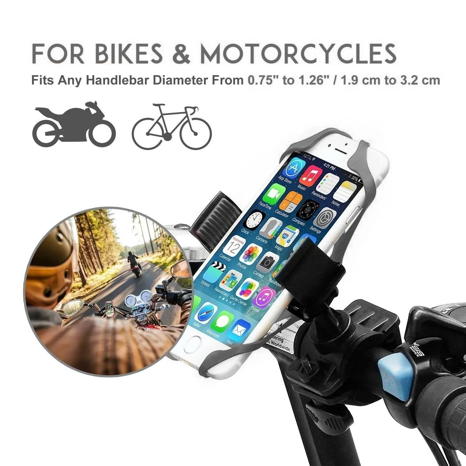 PROWheelX™ Silicone Shockproof Bike Cell Phone Holder | Motorcyle Cycling Handlebar Mount