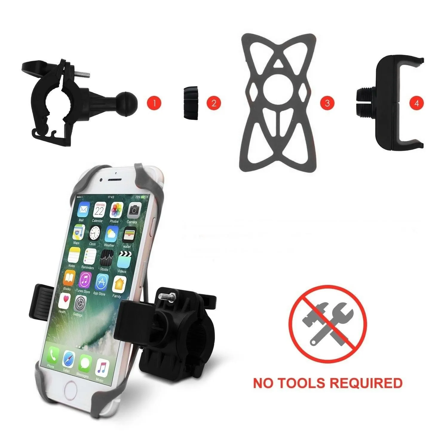 PROWheelX™ Silicone Shockproof Bike Cell Phone Holder | Motorcyle Cycling Handlebar Mount