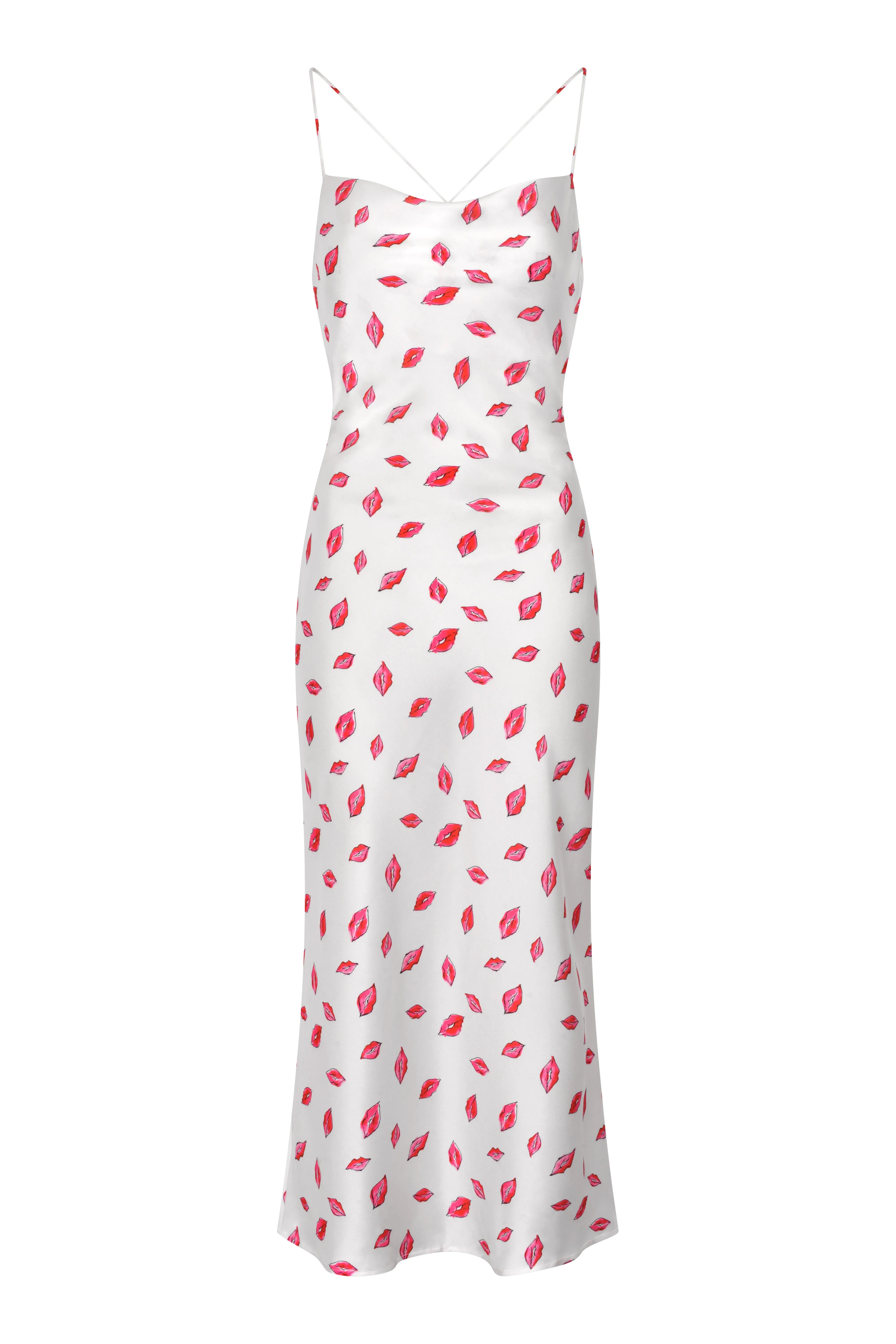 Riviera Midi Dress in White Lips Print