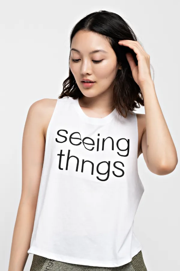 seeing thngs Crop Racer Tank